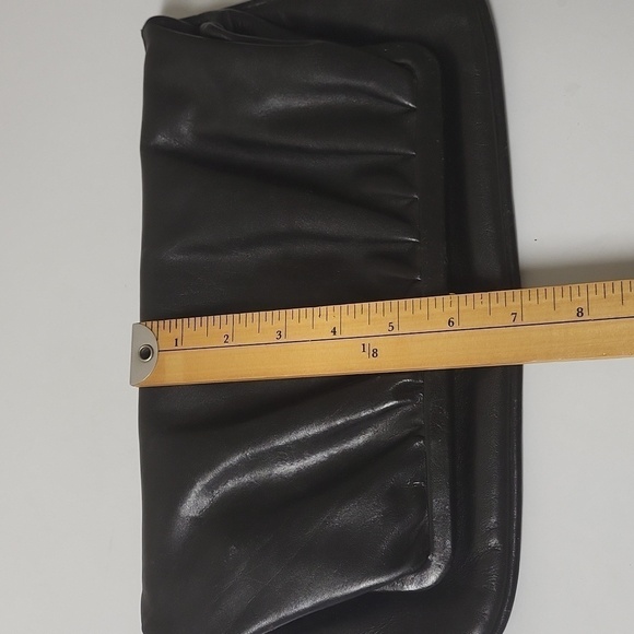 VINTAGE Foldable black Leather Clutch - Picture 9 of 16